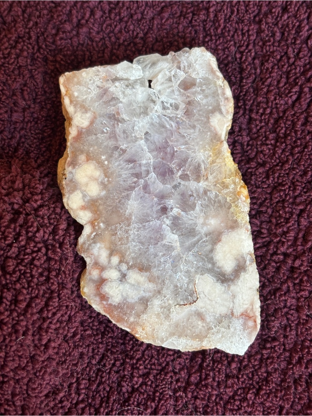 Crystal Slab - pink flower agate with amethyst